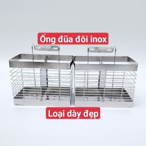Ống đựng đũa inox 304 2 ngăn treo tường chắc chắn