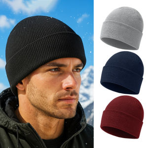 Autumn And Winter Warm Woolen Hat Solid Color Cold-proof Knitted Hat Thickened Ear-protecting Windproof Slouch Hat For Men