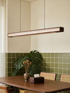 YIGELIGHTING | Song Style Mid-Century Minimalist Walnut Linear Pendant Light for Dining Bar Island Tea Room