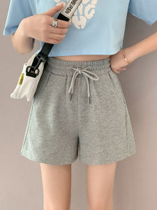 Grey Sports Shorts Womens Summer Thin Three-quarter Length A-line Wide Leg Casual Pants High Waist Running Loose Fit