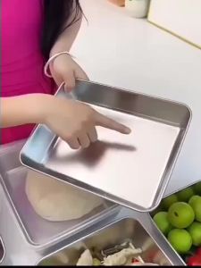 Bộ 3 Khay Nướng Bằng Thép Không Gỉ Cao Cấp Có Nắp Chống Dính Dễ Vệ Sinh Dùng Để Nướng Rau/cá Chất Lượng Nhà Hàng & Gia Đình An Toàn Khi Dùng Trong Lò Nướng