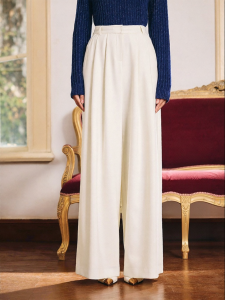Wool Blend Crease Design Trousers