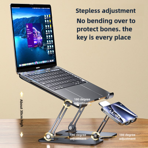 Carbon Steel Notebook Holder Ergonomic Foldable Heat Dissipation Bracket Adjustable Tablet Stand Mobile Phone Holder