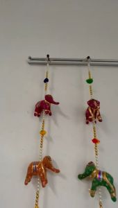 Rajastani Traditional Elephant Side door wall Hanging - Set of 2/perfect for festival decorations (Size - length of the hanging 27.5 inches Length of the rope - 6.5 inches)