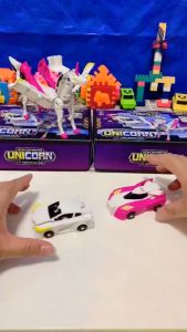 Mainan Anak Unicorn Deformation Magnetic 2in1 Robot dan Mobil