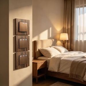 Wallpad | Wallpad 86 Type Wood Texture Metal Frame Wall Switch Socket 16A 1/2/3 Gang 1Way 2Way On Off Power Switch With Neon Indicator