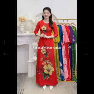 Bộ sưu tập áo dài vải GẤM vân hoa cao cấp in họa tiết kỹ thuật số siêu sắc nét (CỔ TRÒN)