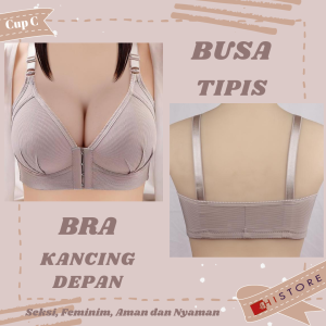 Bra Wanita Seamless Push Up Gesper Depan Kancing Depan Busa Tipis Tanpa Kawat Elegan