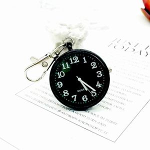 Portable Quartz Pocket Watch Keychain Student Nurse Timepiece Classic Retro Style Metal Band round Face Pointer Display