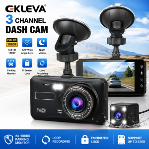 EKLEVA Dash Cam Front and Rear Camera CAR DVR Car Video Recorder Vehicle Black Box FULL HD 1080P Night Vision Driver Recorder