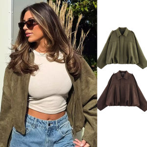 Womens 2025 new Jackets Autumn Fashion Loose Bat Sleeves Elegant Womens Jackets Chic Street Youth Autumn Long Sleeves Coats
