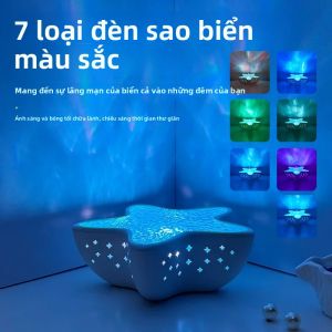 Đèn Ngủ LED Hình Sao Biển Có Thể Sạc Lại Máy Chiếu Sóng Biển Bắc Trang Trí Phòng Ngủ Lãng Mạn Đèn Bàn Độc Đáo Cho Lễ Hội