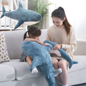80CM Shark Plush Toy Stuffed Doll Cute Cartoon Animal Pillow Cushion Birthday Gift for Kids