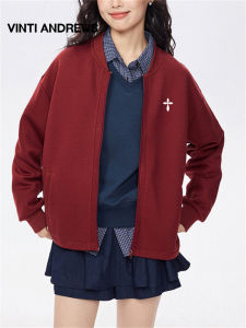 Women Autumn Winter New Air Layer Loose Baseball Collar Sweatshirt/Jacket