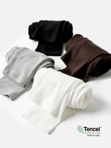 Childrens Slim Fit Long Pants Elastic Waistband Cotton Blend Polyester Spandex Base Layer Trousers for Girls Spring Autumn