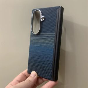 Ultra Thin Business Kevlar Pattern Case For Samsung Z Fold 8 Ultra 7 6 5 For MagSafe Hinge Shockproof Bare Phone Texture Cover