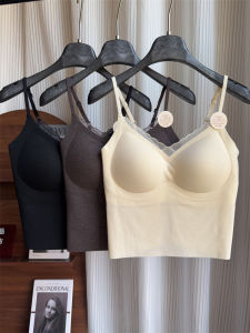 Áo Vest Lót Lụa Cổ Chữ V Ren Mờ Không Đường May Gợi Cảm Ngực Lớn Áo Lót Mùa Thu Đầu Tiên Cho Phụ Nữ Trẻ Thời Trang Thường Ngày