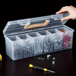 YESPERY Hardware Tool Parts Screw Storage Box 6 Grids Sorting Box Organizer Screws Wrenches Hardware Carrying Case
