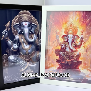 รูปองค์พระพิฆเนศ A4 พร้อมกรอบรูปแจ้งสีกรอบทางแชท (สีขาว/สีดำ) | เสริมมงคล ตั้งโต๊ะ ติดผนังได้ พร้อมส่ง 📦