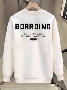 American Style Heavy Weight Sweatshirt Men Fashion Brands Fashion Letters Print Long Sleeves 2024 Spring and Autumn Crew Neck Casual Bottoming Shirt
