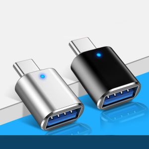 USB 3.0 To Type C OTG Indicator Aluminum Alloy 3A Fast Charge Adapter Compatible with Mobile Phone Laptop Car Computer Tablet PC