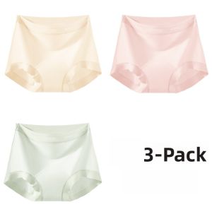 MiiOW | Pure Cotton Antibacterial Womens Underwear Flat Four-Corner Briefs Mid-Waist Comfortable Anti-Bacterial Ladies Panties