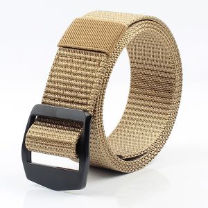 Durable Mens Belt Casual Outdoor Tactical Woven Leather Belt for Jeans And Workwear Single Loop Automatic Buckle Alloy Clasp