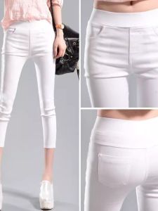 High Waist Elastic Grey Black Eighteen Pants Womens Spring Summer New Thin Pencil Pants Outerwear Base Layer Pants Slim Fit