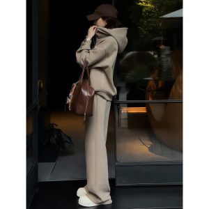 LIANGYILAILIN | High Quality Warm Slimming Retro Hooded Sweatshirt Set Female