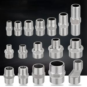 1/8" 1/4" 3/8" 1/2" 3/4" Male Thread Hex Nipple Union 201 Stainless Pipe Fitting Connector Coupler water oil air Thread Adapter