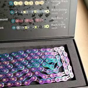 SUMC | SUMC Bicycle Chain X8 X9 X10 X11 X12 6 7 8 9 10 11 12 Speed for MTB Road Bike Gold Rainbow Hollow Chain Options