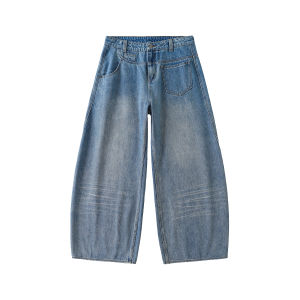 Deconstructed and Patch Pockets 3D Whiskers Washed Jeans