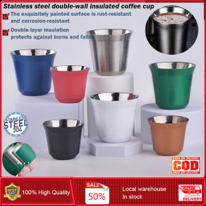 ⭐️【Local warehouse+COD】⭐80ml 304 Stainless Steel Coffee Mugs Wine Cup Espresso Cups Double Wall Thermal Insulated Capsule Cup Small Capacity Tea Bottle