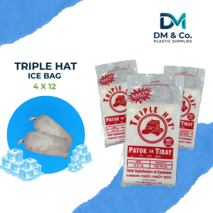 Triple Hat Ice Bag 4x12 | Clear Ice Plastic Bag | Heavy Duty Ice Packaging (100pcs)