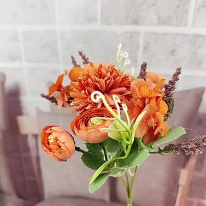 Artificial Flowers Silk Hydrangea Rose Bud Holidays Home Outdoor Autumn Fall Wedding Wreath Bridal Bouquets Decorations DIY Gift