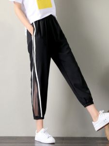 กางเกงกีฬาผู้หญิงฤดูร้อน ป้องกันยุง ทรงเก้าส่วน สไตล์เกาหลี ฮาราจูกุ กางเกงขายาวทรงบาง ทรงลำลอง สำหรับนักเรียน ไซส์เล็ก