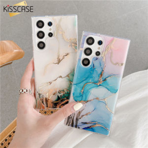 Kisscase Sang Trọng Mạ Vàng Ốp đá cẩm thạch cho Samsung S24ultra Trong Suốt khung trong suốt Chống Sốc Bìa Cứng PC lưng điện thoại Bìa Trường Hợp Đối Với Galaxy S24 S23ultra S23Plus/S23 + S23 S22ultra S22plus/S22 + S22