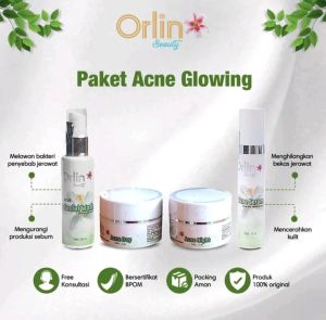 ACNE GLOWING ORLIN BEAUTY  Skincare BPOM Membantu Mengobati Merawat Kulit Sensitif Jerawat  Bandel Meradang / Bopeng