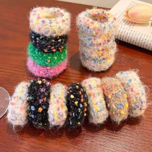 Winter Soft Hair Scrunchies For Women Girls Cute Plush Elastic Hair Band Multicolor Rubber Bands Gum Hair Loops Hair Accessories