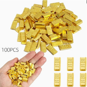 100g Fine Gold Bar Replica 999.9 Gold Plated Bullion Brick Fake Gold Bar for Pirate Party Decor Collection Gift