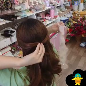 Kẹp nơ vải voan dài hoạ tiết cute phong cách tiểu thư Trùm Sỉ Gia Thành