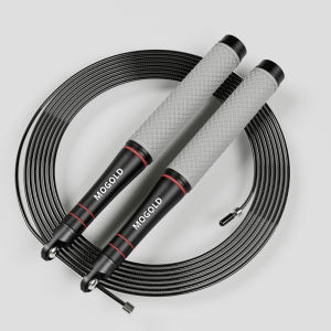 MOGOLD Silent Jump Rope | Thick Metal Bearings + High-Elastic Steel Cable | Ergonomic | Adjustable | Pro-Home Fat Burner