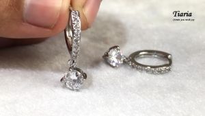 Anting Tiaria Jewelry Silver Titanium / 9K Gold White Plated Silver Titanium - Emas Putih Titanium Silver Perak Platinum Asli Anti Karat - AEA002