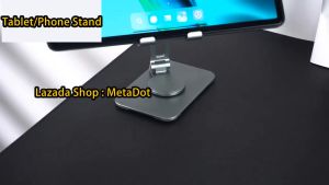 Adjustable Phone Tablet Stand Holder Aluminum Alloy Desktop Holder with 360 Degree Rotating Base Foldable Portable