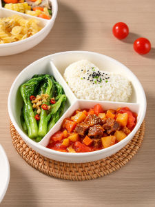 TAFUMAN | Diet Meal Preparation Microwaveable 3-Section Ceramic Steaming Plate 19cm