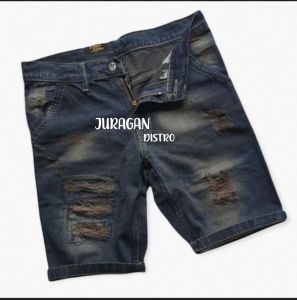Celana Pendek Jeans Sobek Pria PREMIUM