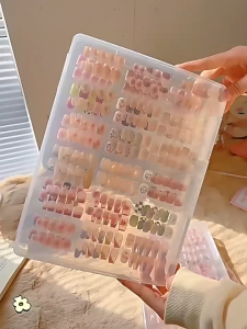 transparent  Nail Box storage box nail tool with lid display Removable Press On Nail Gift Packaging