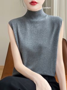 YUEXINYIRONG | French Gentle Style Half-high Neck Sleeveless Knit Vest