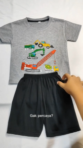 Baju Kaos Setelan Distro Anak Laki Laki Karakter Beko Tractor Excavator Keren Umur 1 - 10 Tahun