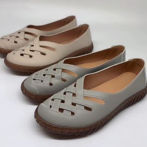 QINGSHUI Sepatu Pantofel Bernapas Musim Panas Wanita & Sepatu Kulit Wanita Ala Korea